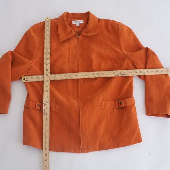 Vintage Conrad C Burnt Orange Faux Suede Zip Up Blazer Jacket 16 - Picture 2 of 16